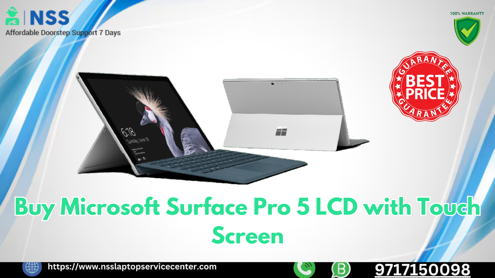 Affordable Microsoft Surface Pro 5 LCD with Touch Screen  – Upto 1-Year Warranty